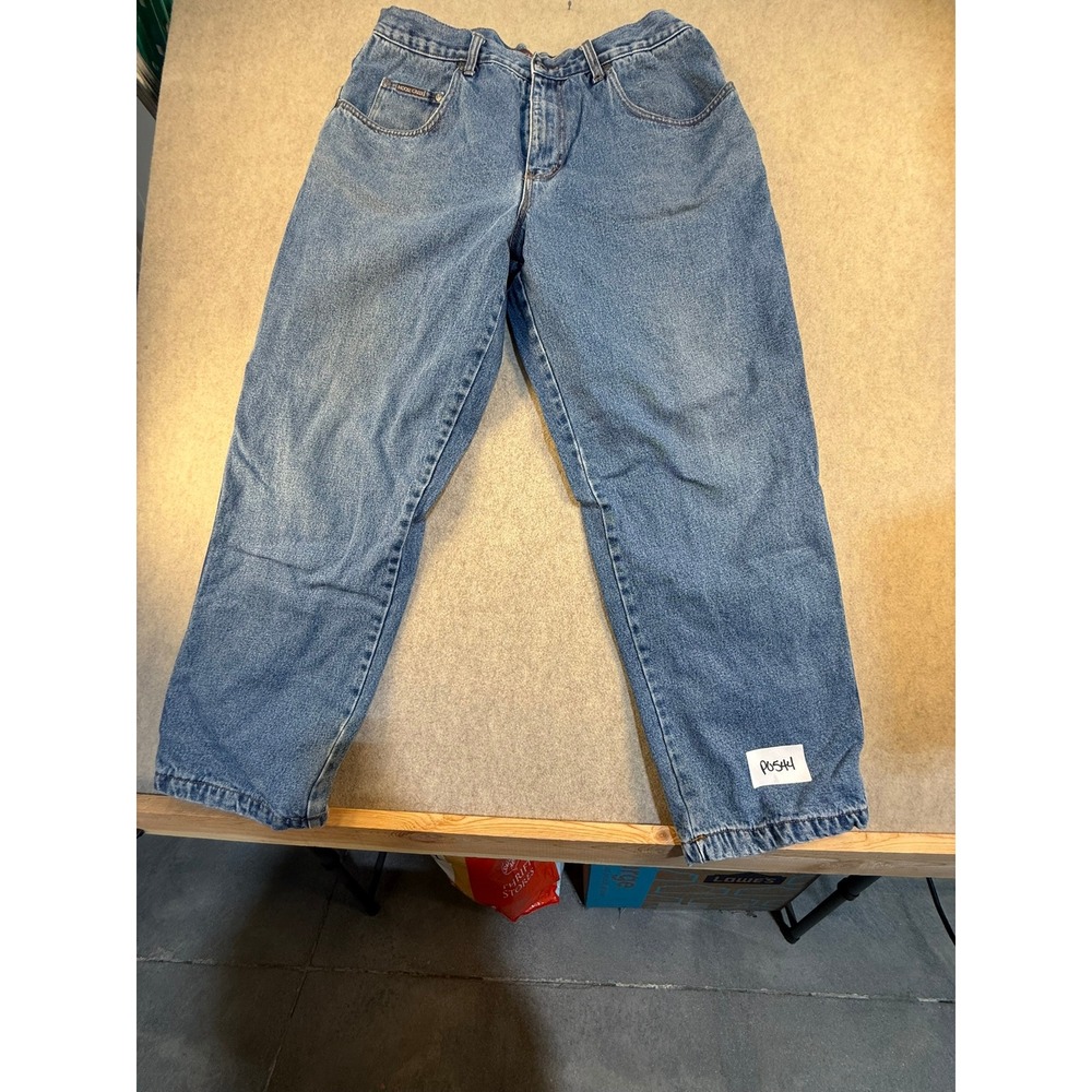 Moose Creek Mens Flannel Lined Denim Jeans Medium Wash Plaid Lining 35x28